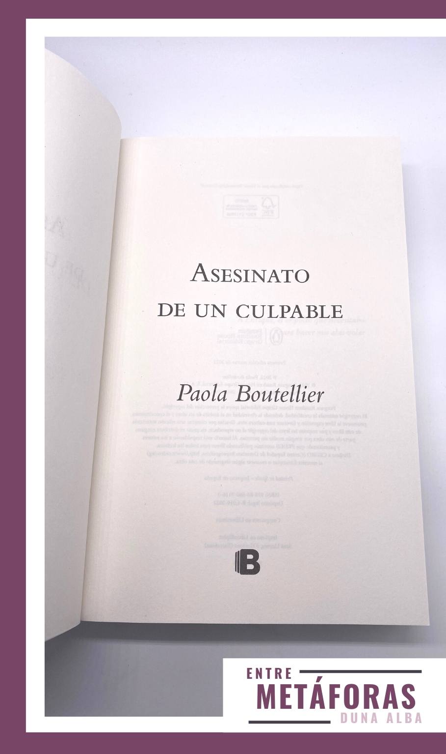 Asesinato de un culpable, de Paola Boutellier